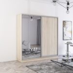 Dulap Fox (1.9m - 2.3m) uși glisante din oglindă și PAL - imagine 3