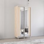 Dulap Aron (1.0m - 1.9m) uși glisante din PAL cu oglindă (K2) vertical - imagine 3