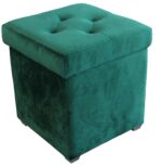 Puf Pătrat cu ladă de depozitare Green