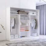 Dulap Fox (2.4m - 2.7m) uși glisante din PAL cu elemente din oglindă - imagine 2