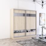 Dulap Fox (1.9m - 2.3m) uși glisante din PAL cu elemente din oglindă — изображение 3